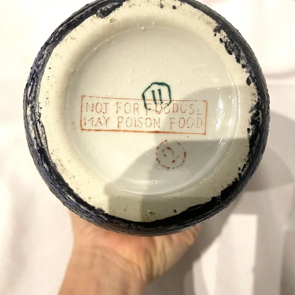 unique hand panted floral mid‎ to large size flower vase